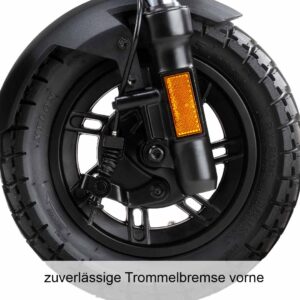 nahaufnahme der vorderrads vmax vx4 escooter eroller mit federung elektroroller