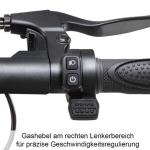 detailaufnahme vom lenker rechts mit dem gashebel vmax vx4 escooter eroller mit federung elektroroller