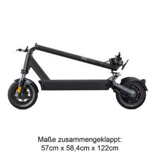 zusammengeklappter zustand in seitenansicht vmax vx4 escooter eroller mit federung elektroroller