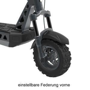 trittbrett hilde escooter elektroscooter front ansicht detail der federung vorne