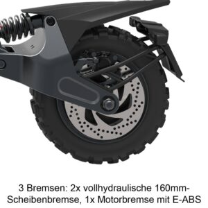 trittbrett hilde escooter elektroscooter detailansicht hinterreifen mit bremsscheibe