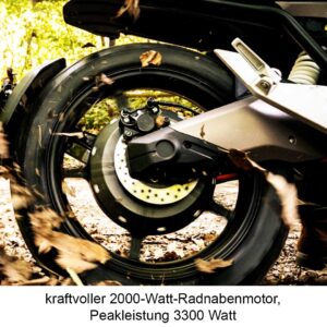 Reifen von Super Soco TS Streethunter Elektromotorrad in Nahaufnahme