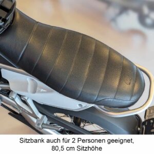 Sitzbank von Super Soco TC Max Elektromotorrad in Nahaufnahme