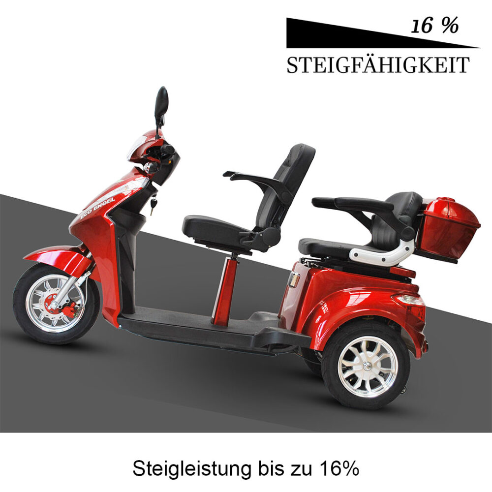 Eco Engel 503 Seniorenmobil 2-Sitzer, 25 km/h in rot, Seitenansicht