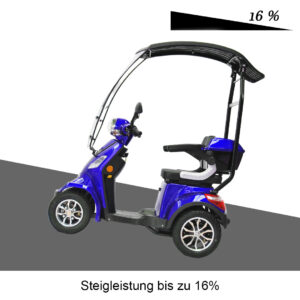 Seitenansicht von Eco Engel 510 Seniorenmobil mit Dach 25 km/h in blau