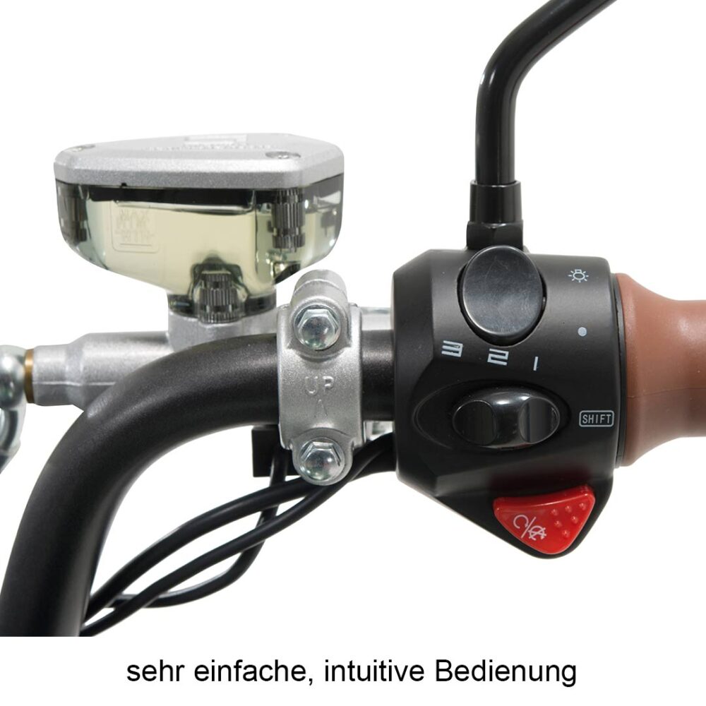 Lenker mit Bedienelementen von Super Soco TC Eco Elektromotorrad 45km/h