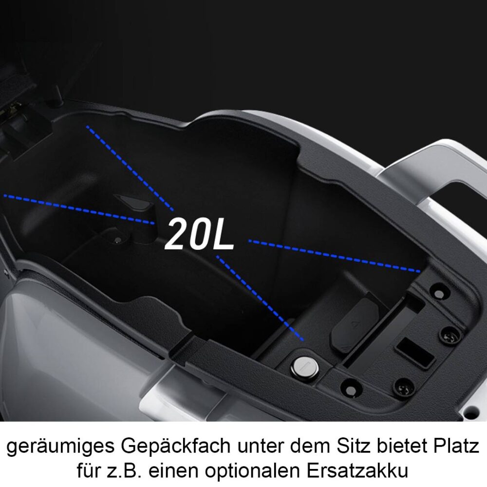 Staufach unter der Sitzbank von NIU NQi Sport eroller