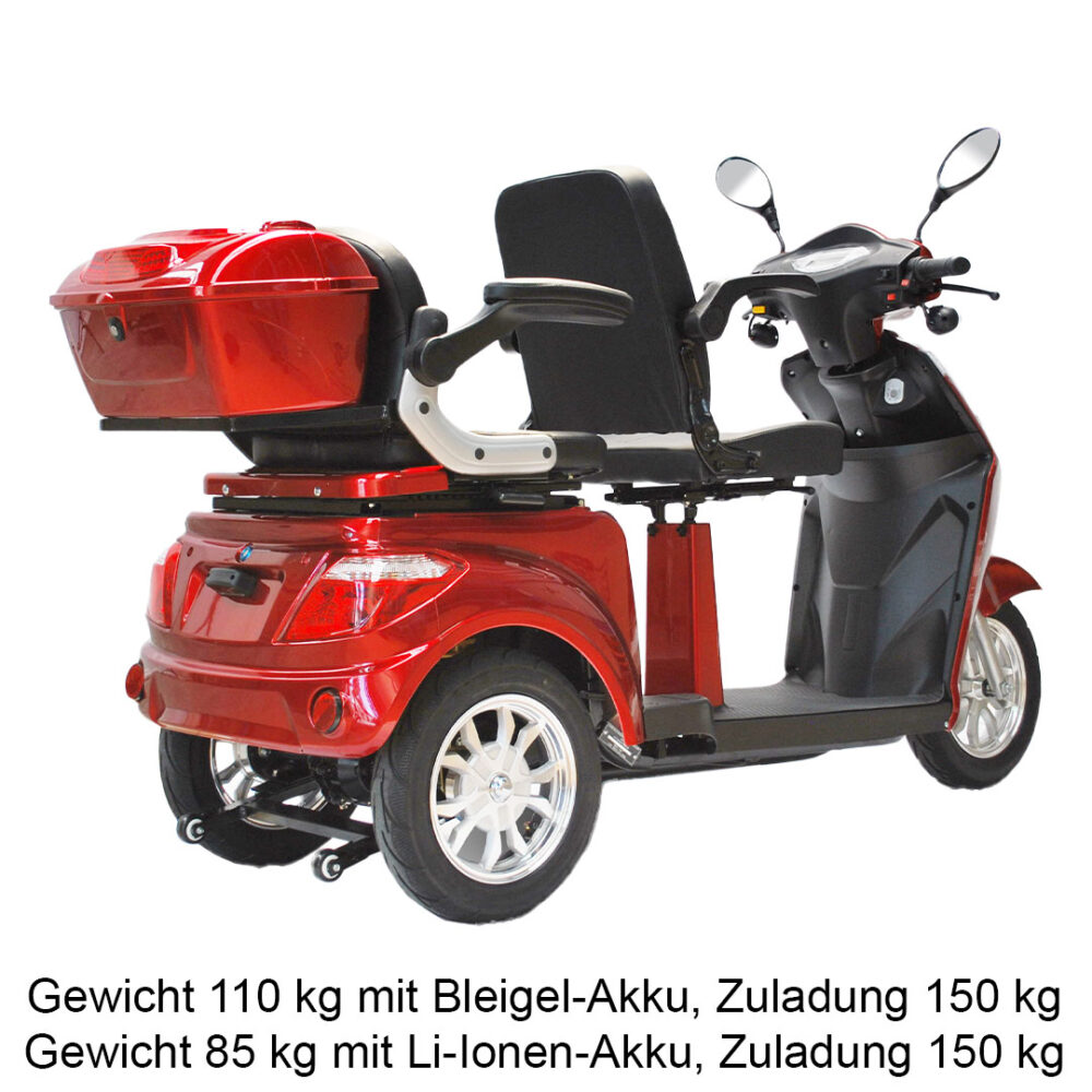 Eco Engel 503 Seniorenmobil 2-Sitzer, 25 km/h in rot von schräg hinten