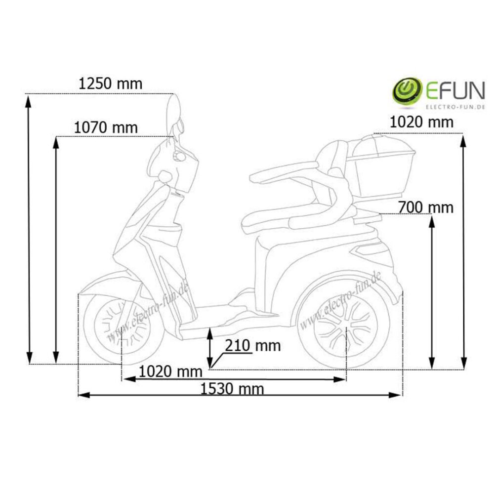 Abmessungen von Eco Engel 501 Seniorenmobil 25 km/h