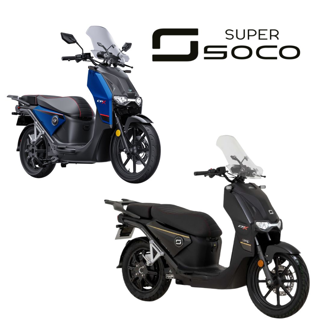 Super Soco CPX Pro mit ABS in blau und schwarz Seitenansicht